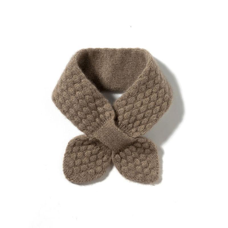 100% Pure Cashmere Moss Stitch Bowknot Scarf - Image 13