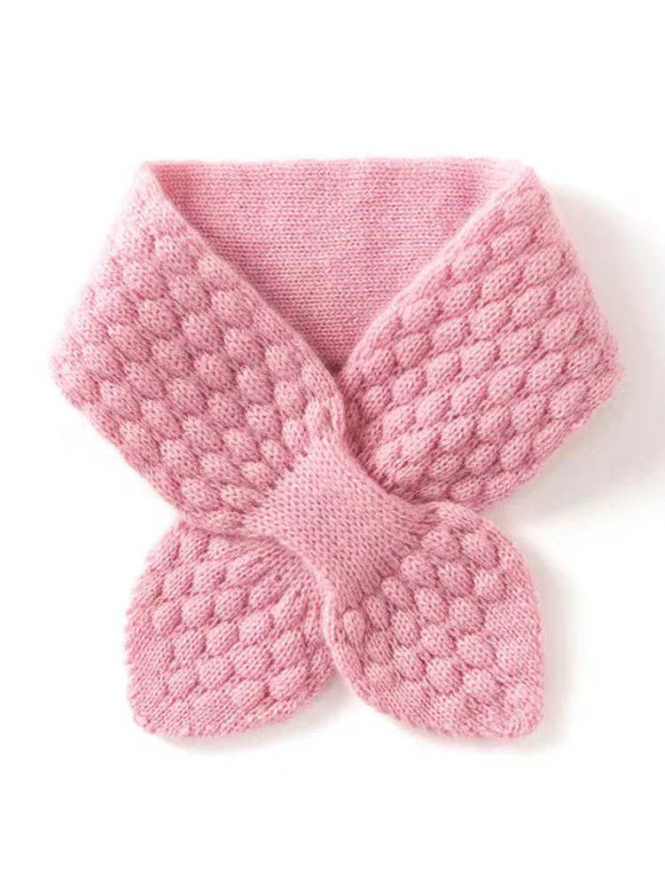 100% Pure Cashmere Moss Stitch Bowknot Scarf - Image 6
