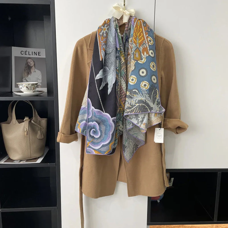 140cm Silk Cashmere Scarf - Image 2