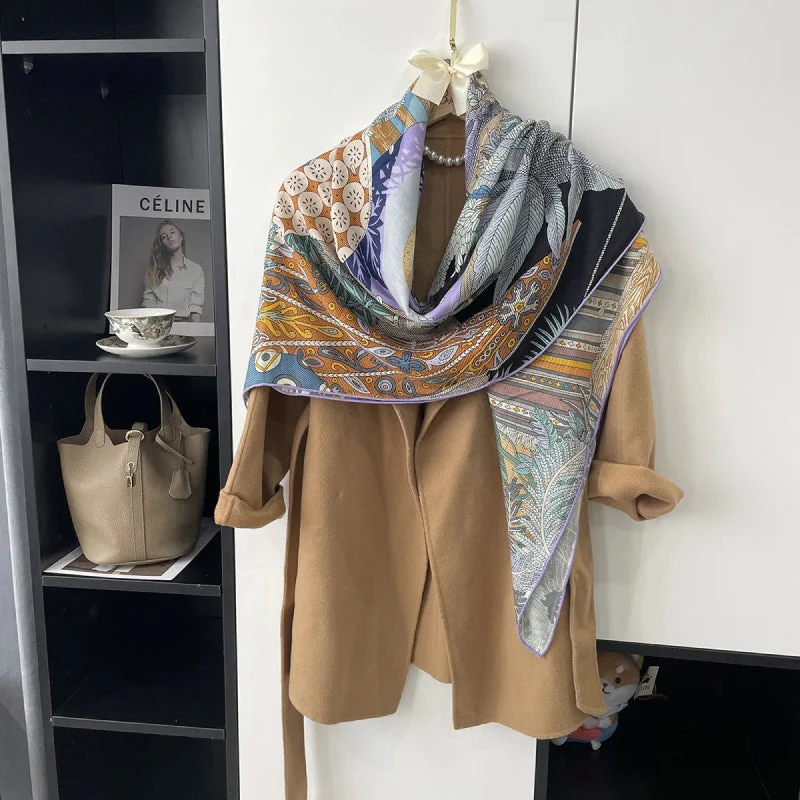 140cm Silk Cashmere Scarf - Image 5