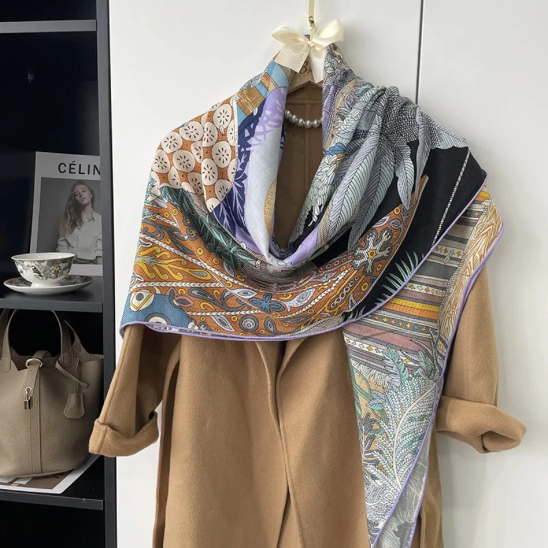 140cm Silk Cashmere Scarf - Image 6