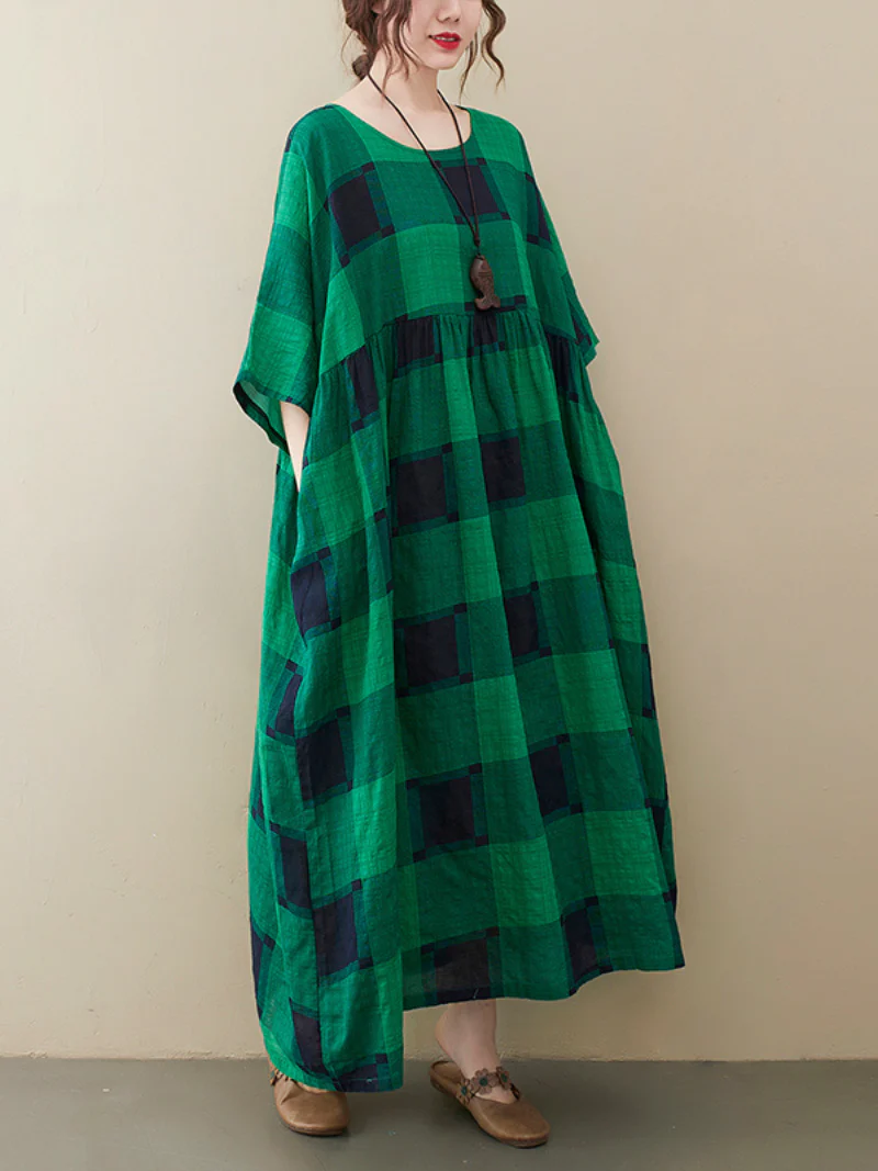 Short Sleeves Long Formal Evening Party Smock Dress - Image 2