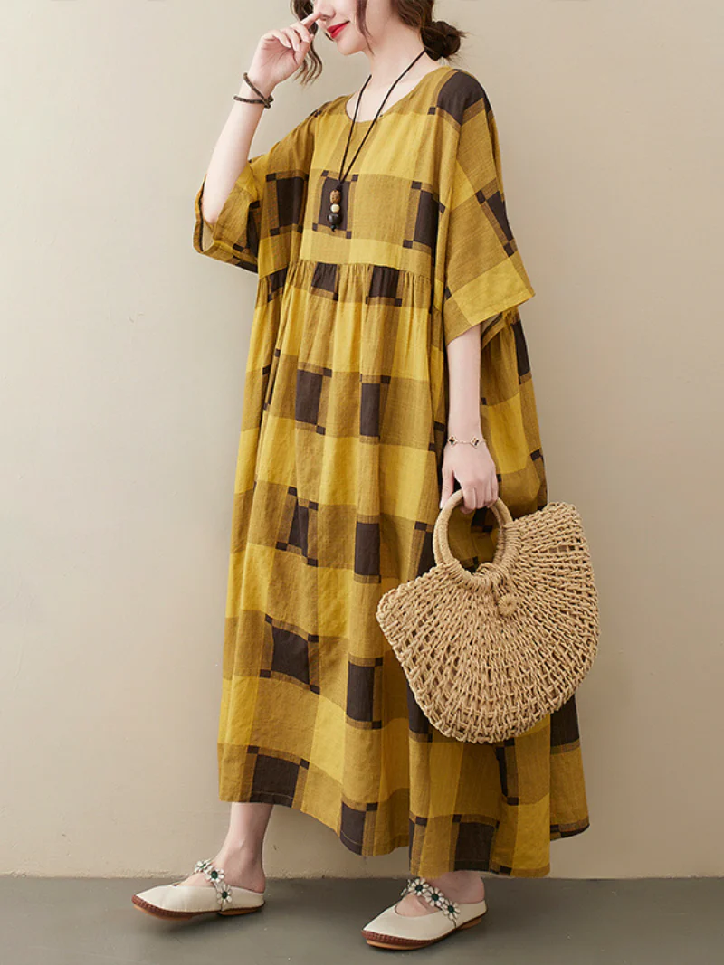 Short Sleeves Long Formal Evening Party Smock Dress - Image 4