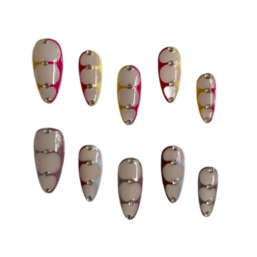 Advanced Almond French Finished Nail Art Handmade Custom Wear Nail - Image 6