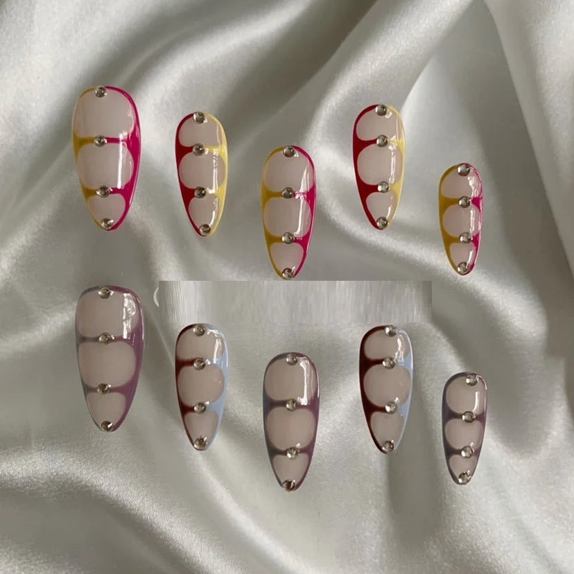 Advanced Almond French Finished Nail Art Handmade Custom Wear Nail - Image 8