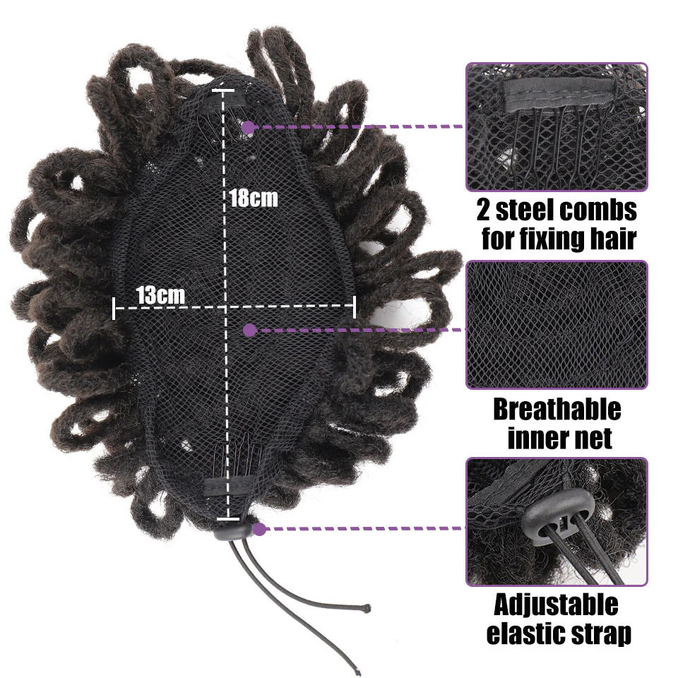 African Wig Bun Hair Bag Drawstring Dreadlocks Afro Hair Bag - Image 3