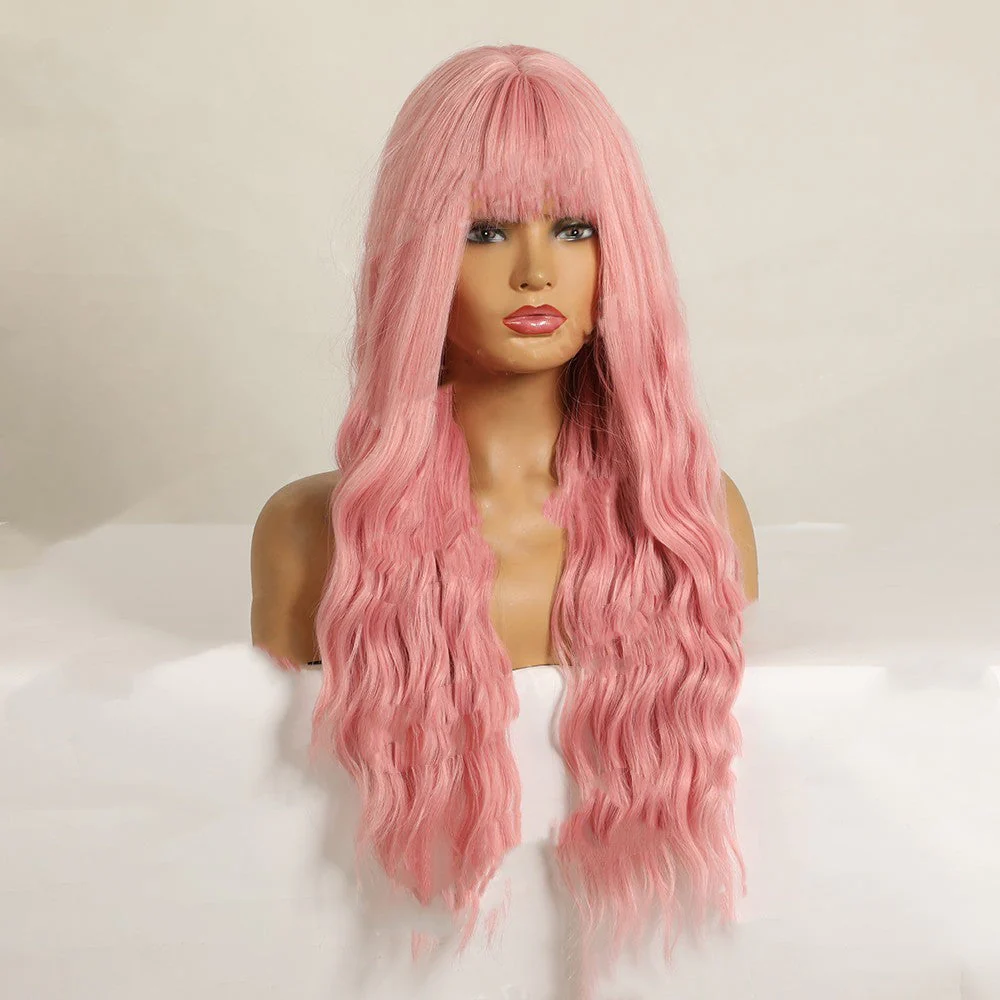 Air Bangs Wavy Long Curly Hair  Chemical Fiber Wig Female - Image 3