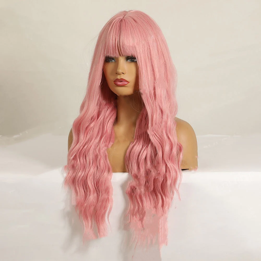 Air Bangs Wavy Long Curly Hair  Chemical Fiber Wig Female - Image 4