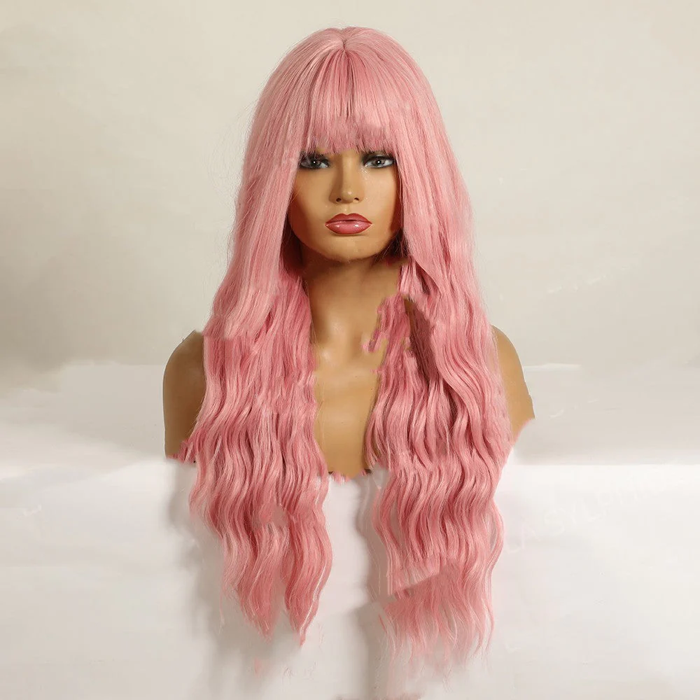 Air Bangs Wavy Long Curly Hair  Chemical Fiber Wig Female - Image 5