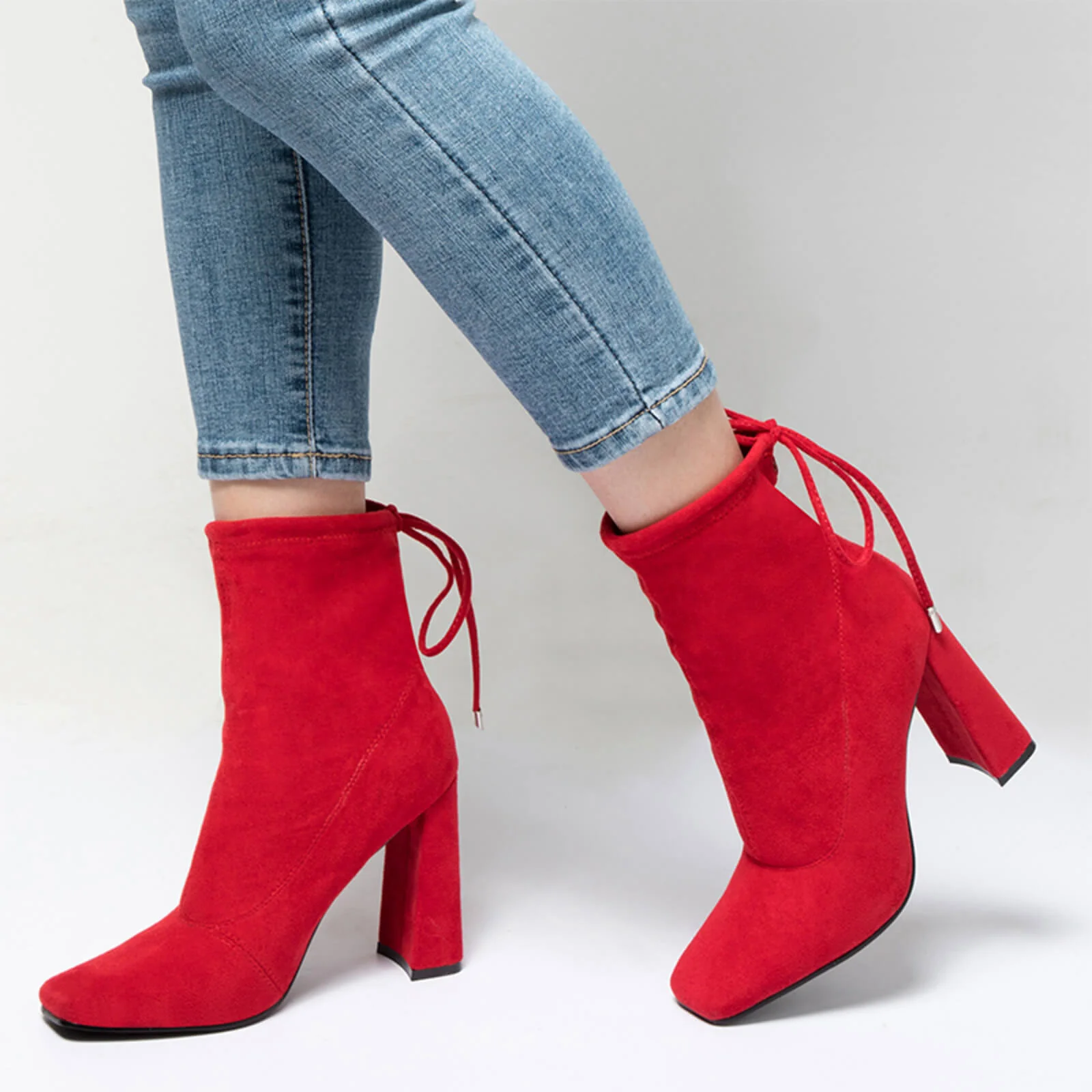 Block Heeled Pull-on Ankle Booties - Image 15