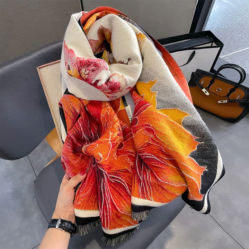 Autumn And Winter Duplex Printing Thickened Artificial Cashmere Scarf - Image 4
