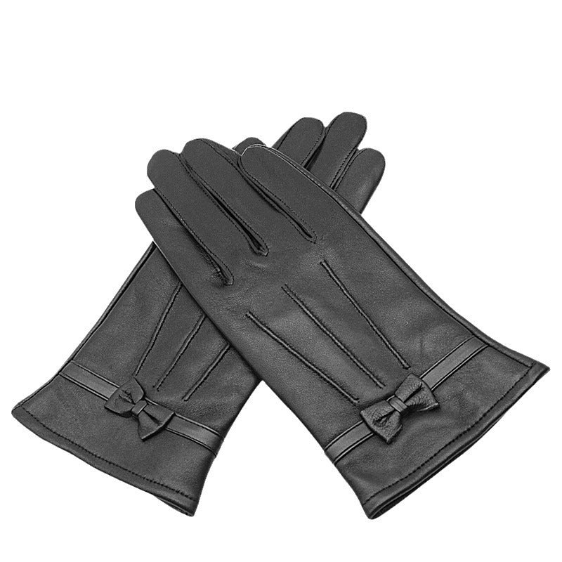 Autumn And Winter Leather Gloves Fleece-lined Thick Windproof Warm Touch Screen Sheepskin - Image 5