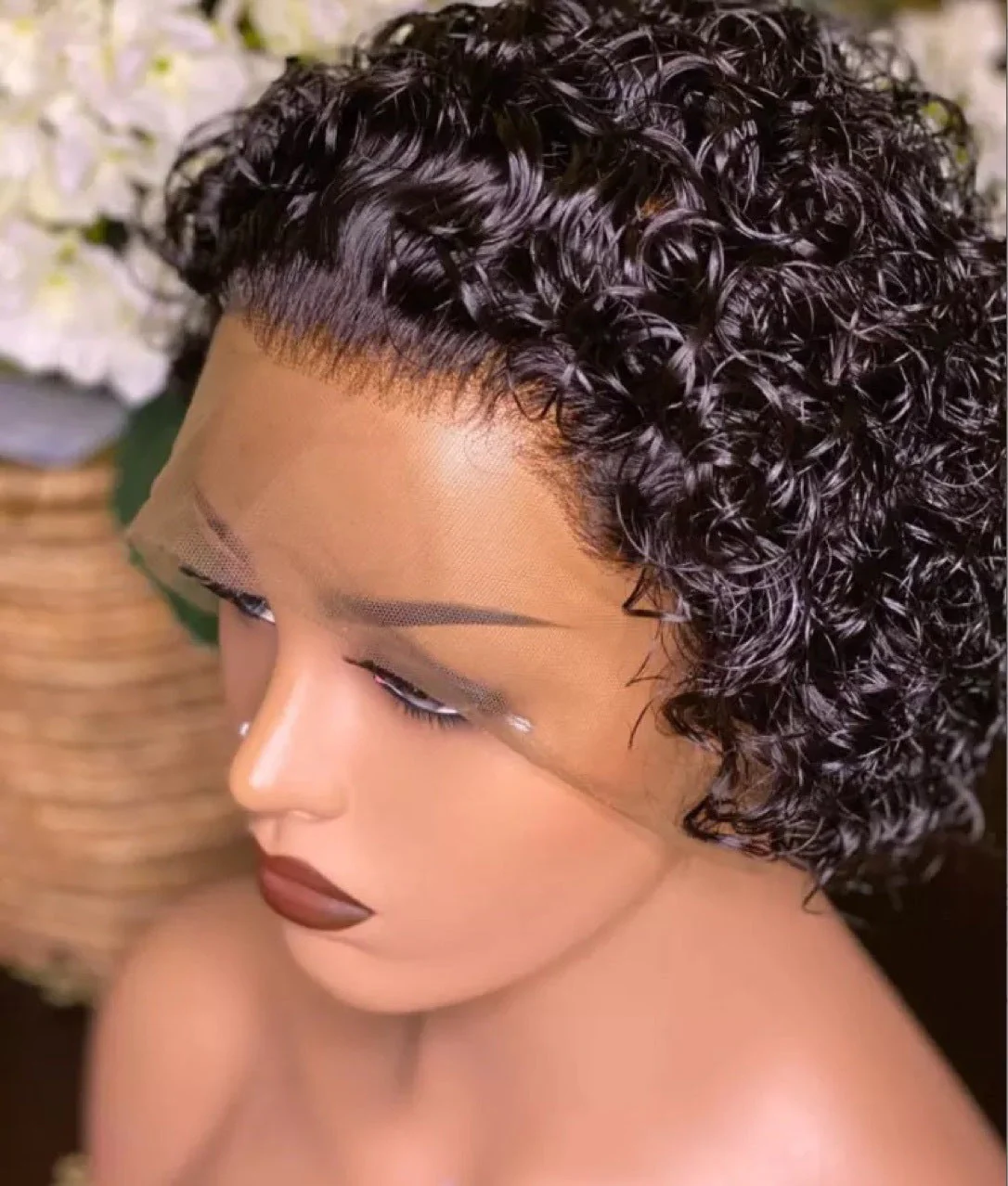 Black Wrapped Tube Small Curly Hair Short Wig Chemical Fiber Wig - Image 4