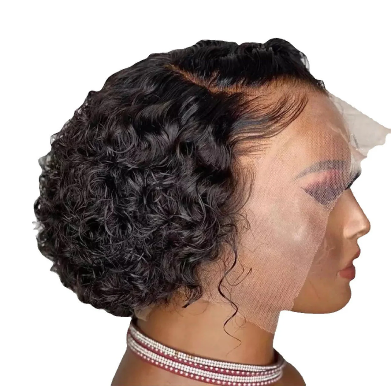 Black Wrapped Tube Small Curly Hair Short Wig Chemical Fiber Wig - Image 7