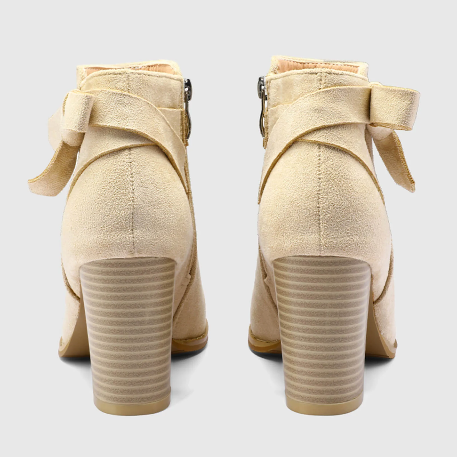 Chunky Heel Ankle Booties With Bow - Image 11
