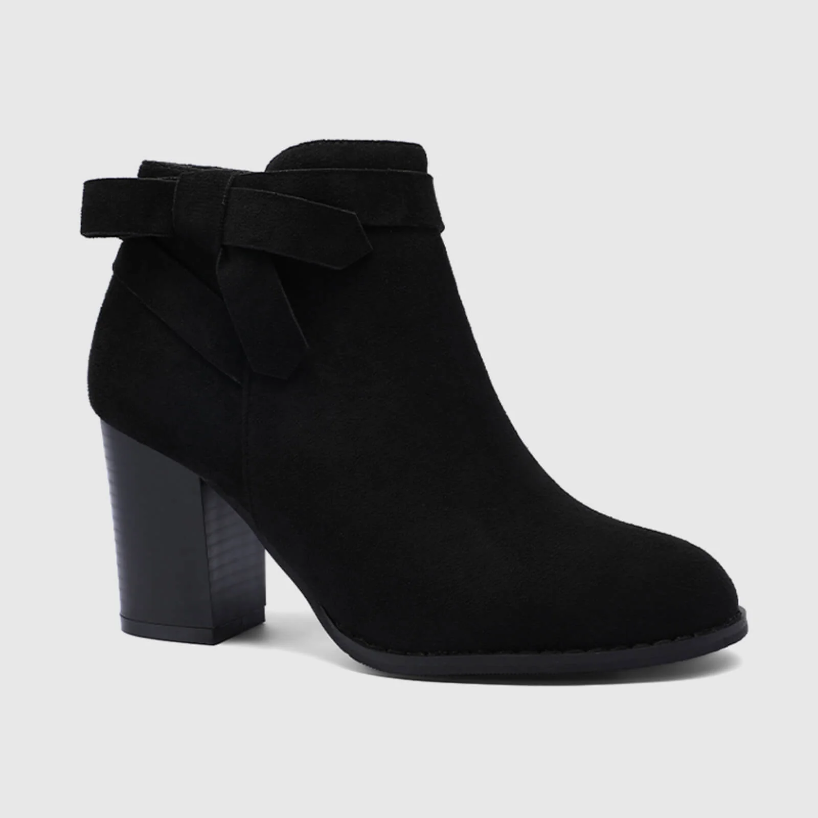 Chunky Heel Ankle Booties With Bow - Image 5