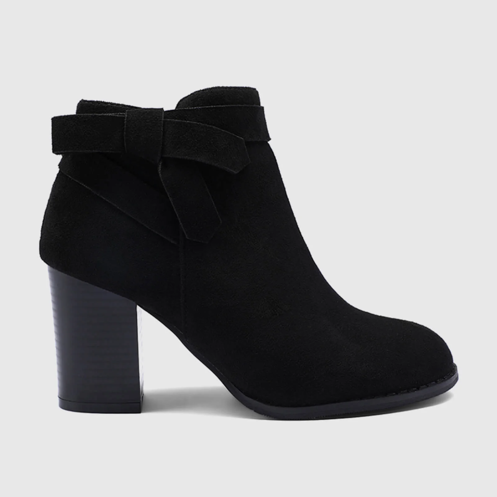 Chunky Heel Ankle Booties With Bow - Image 6