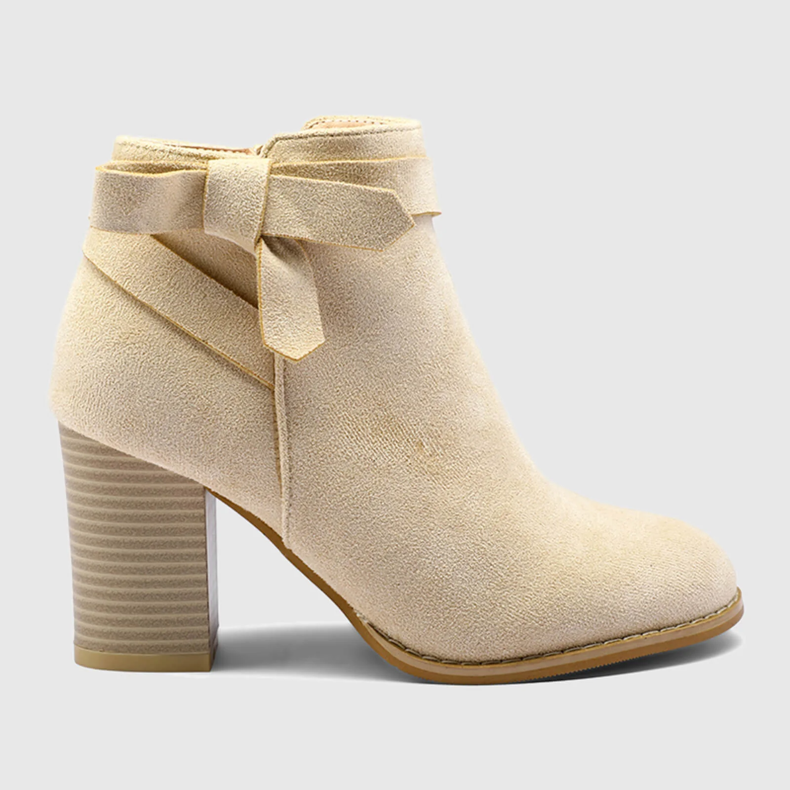 Chunky Heel Ankle Booties With Bow - Image 9
