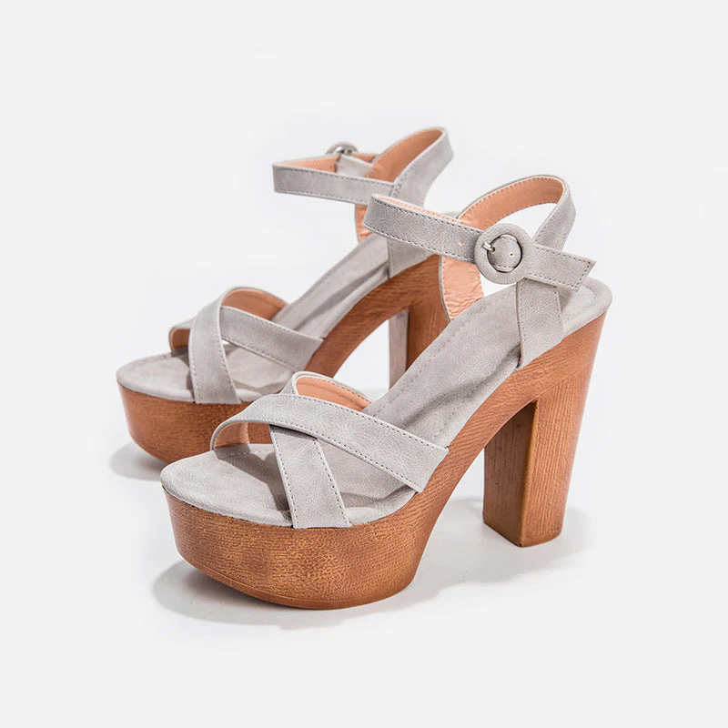 Buckle Block Heels Sandals - Image 3
