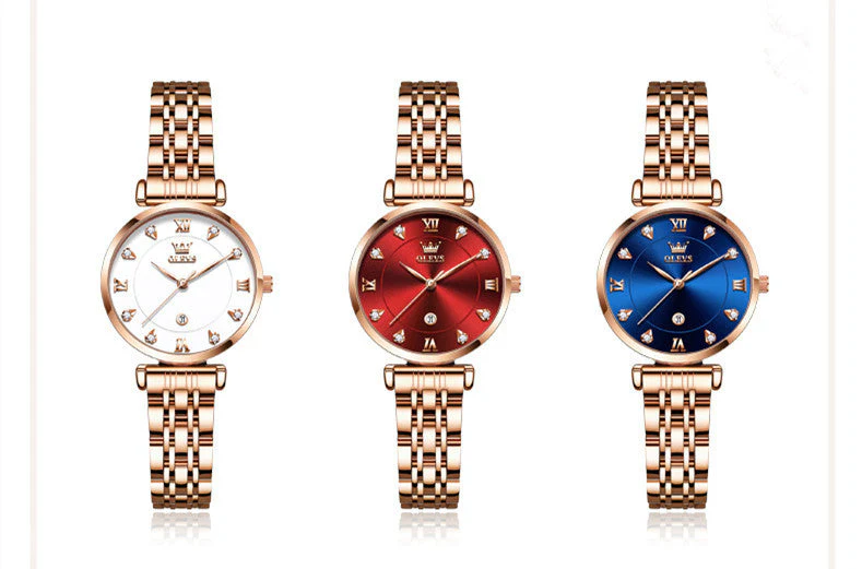Calendar Quartz Watch Business Waterproof Ladies Watch Steel Band Red Watch - Image 4