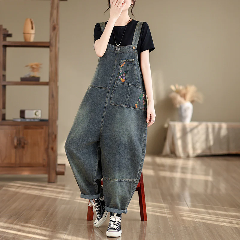 Call Me Crazy Denim High Waist Overall Dungarees - Image 2