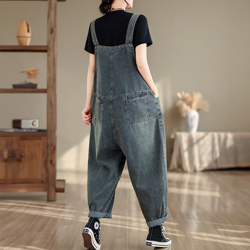 Call Me Crazy Denim High Waist Overall Dungarees - Image 3