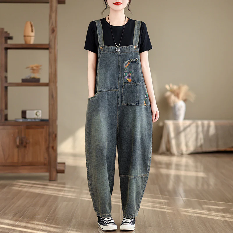 Call Me Crazy Denim High Waist Overall Dungarees - Image 5