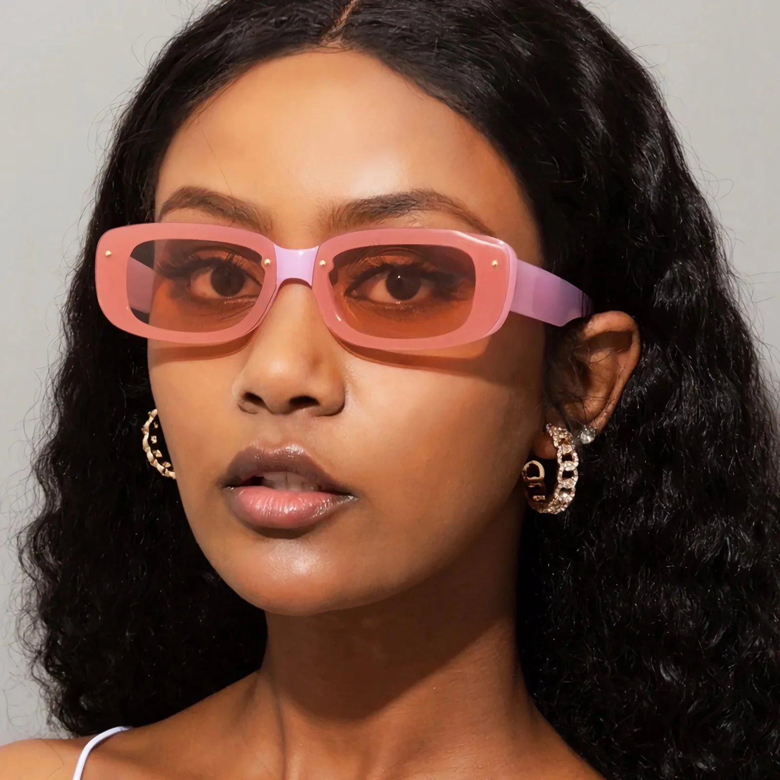 Candy Color Rectangle Sunglasses - Image 10