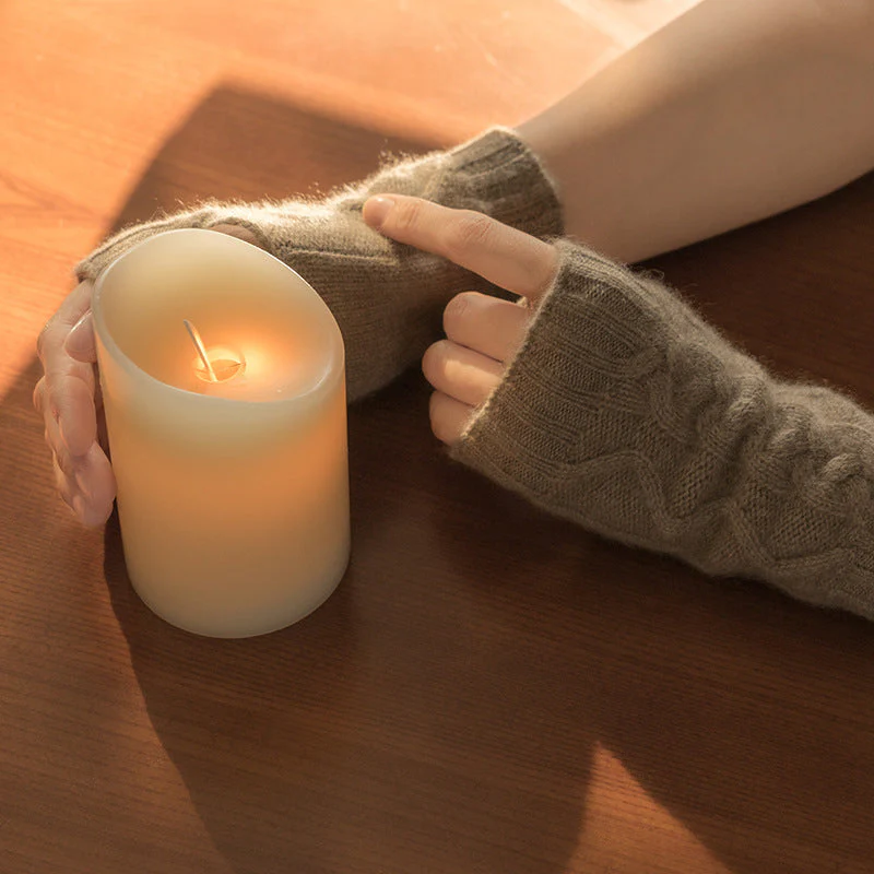 Cashmere Autumn And Winter Half Finger Twist Gloves - Image 7