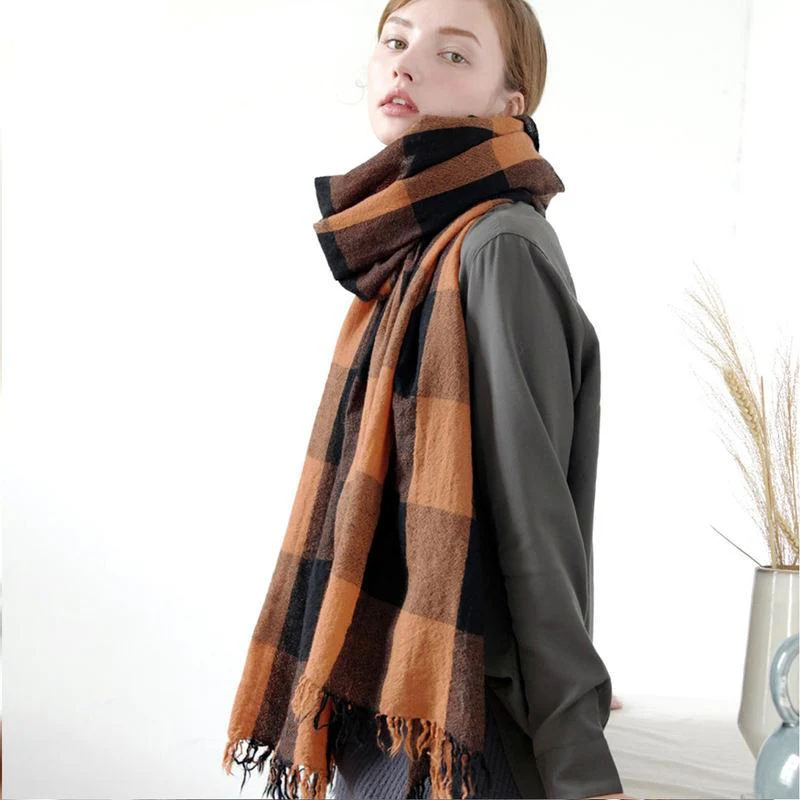 Cashmere-Feel Plaid Shawl - Image 2