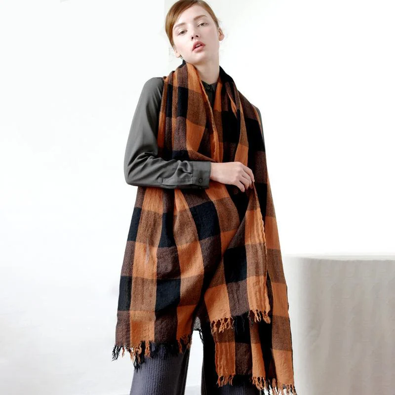 Cashmere-Feel Plaid Shawl - Image 3
