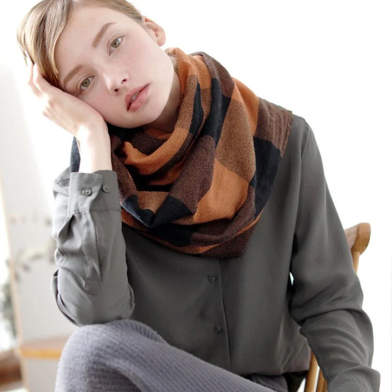 Cashmere-Feel Plaid Shawl - Image 4
