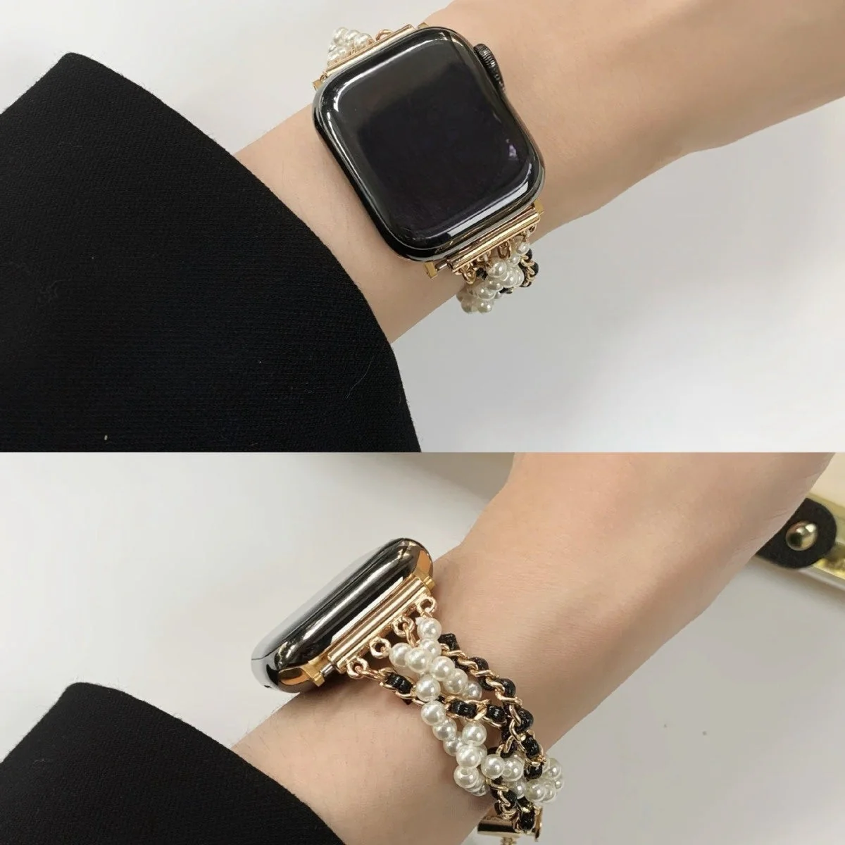 Casual Classic Style Leather Fabric Pearl Chain - Image 5