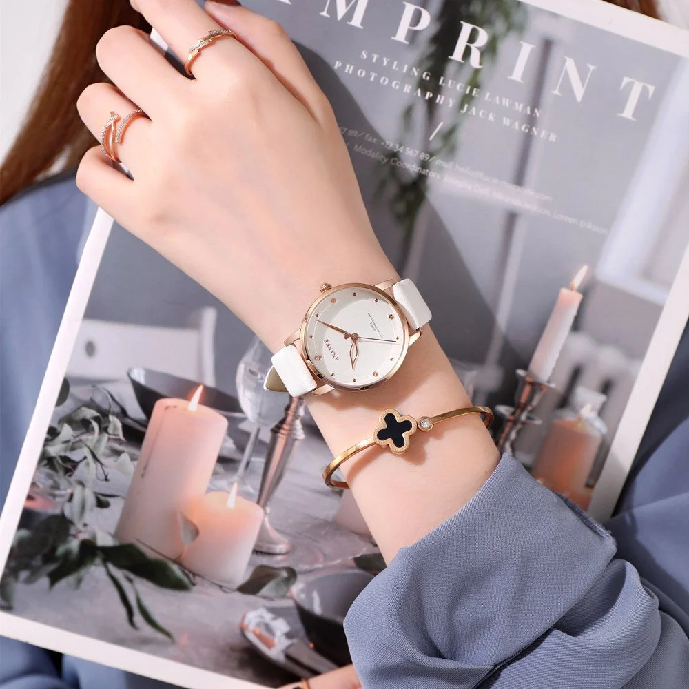 Casual Leather Quartz Watch Waterproof Student Watch - Image 5
