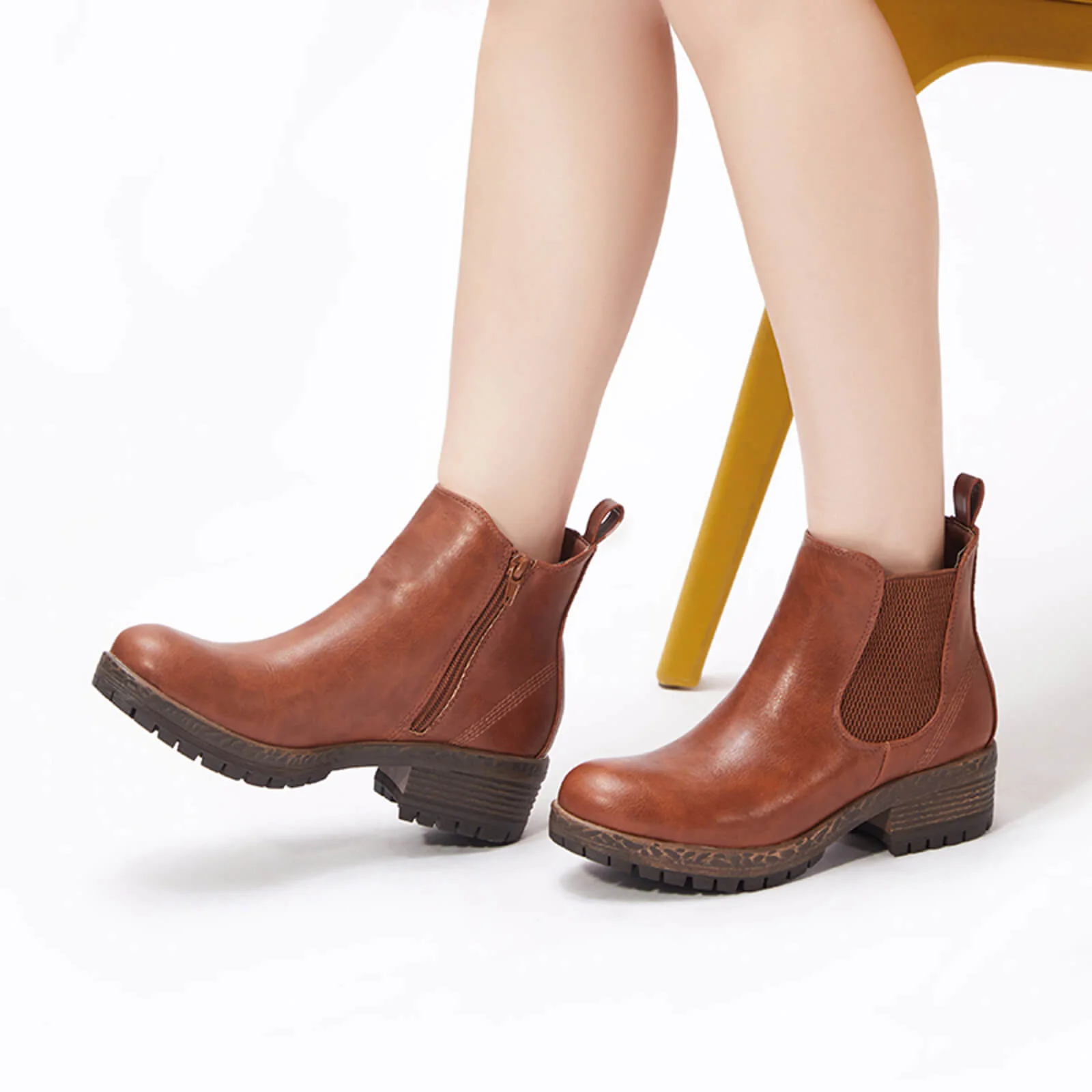 Low Heel Vintage Style Chelsea Ankle Booties - Image 16