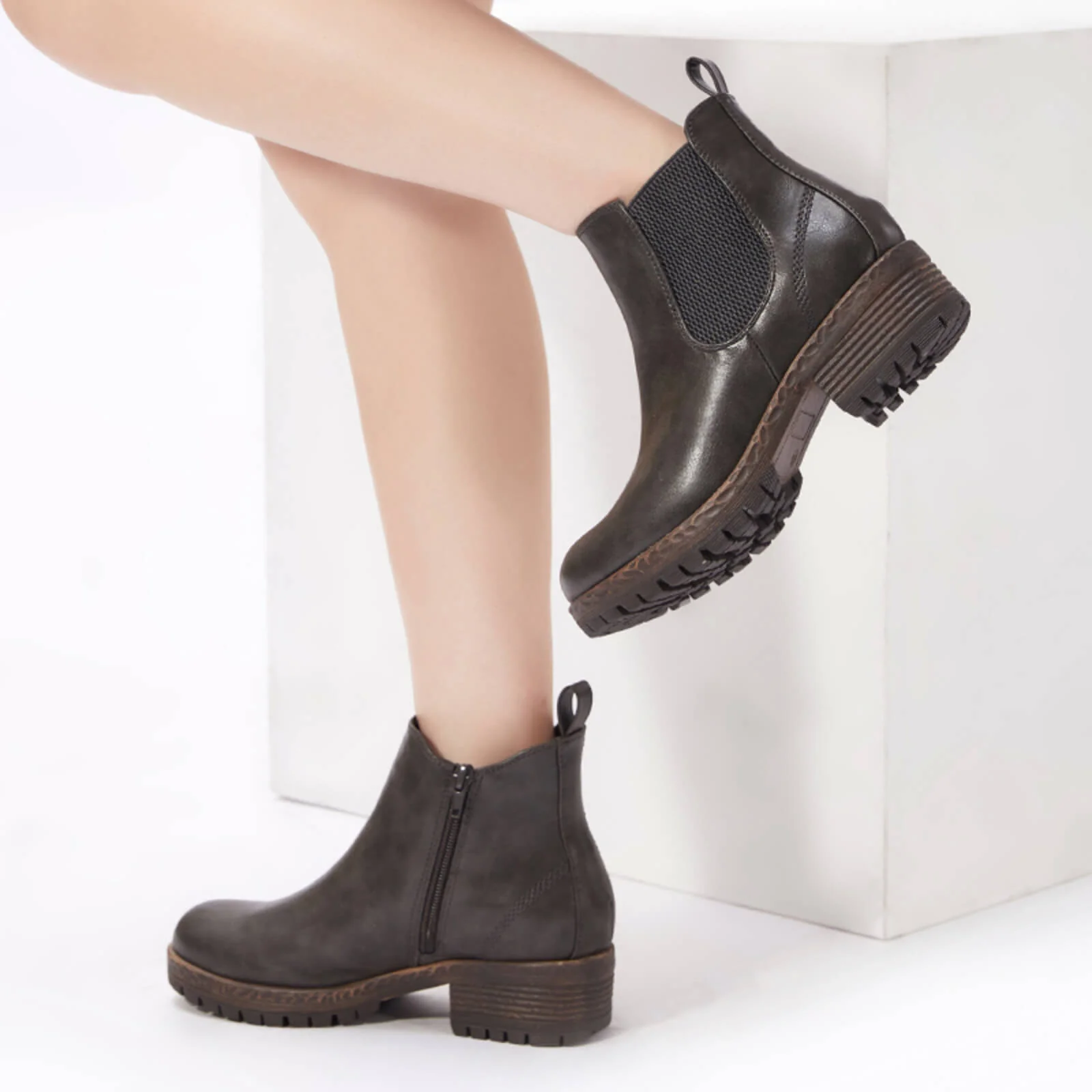 Low Heel Vintage Style Chelsea Ankle Booties - Image 9