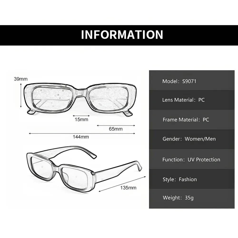 Chic Black Rectangle Sunglasses - Image 23