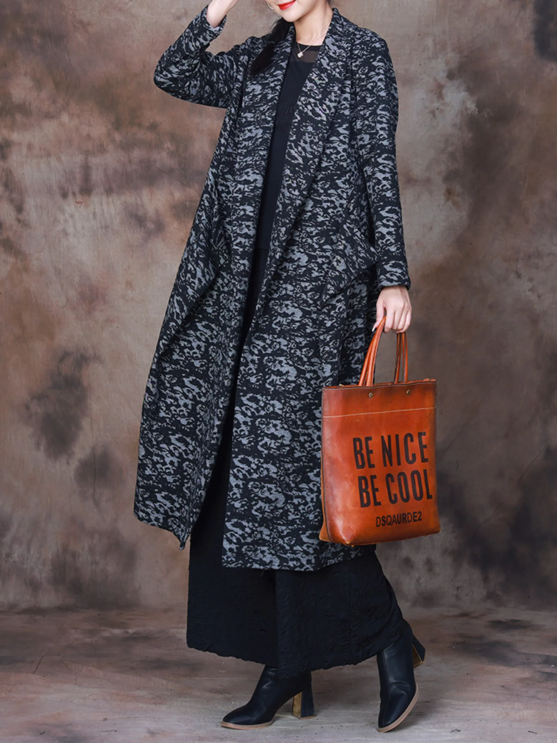 Chic Blazer Print Casual Pocket Jacket Dress for Women - Image 2