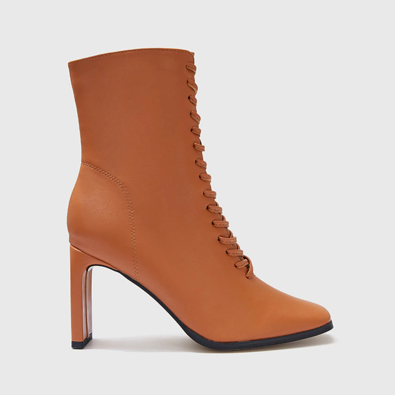 Stylish Lace Up Thin Block Heel Ankle Boots - Image 11