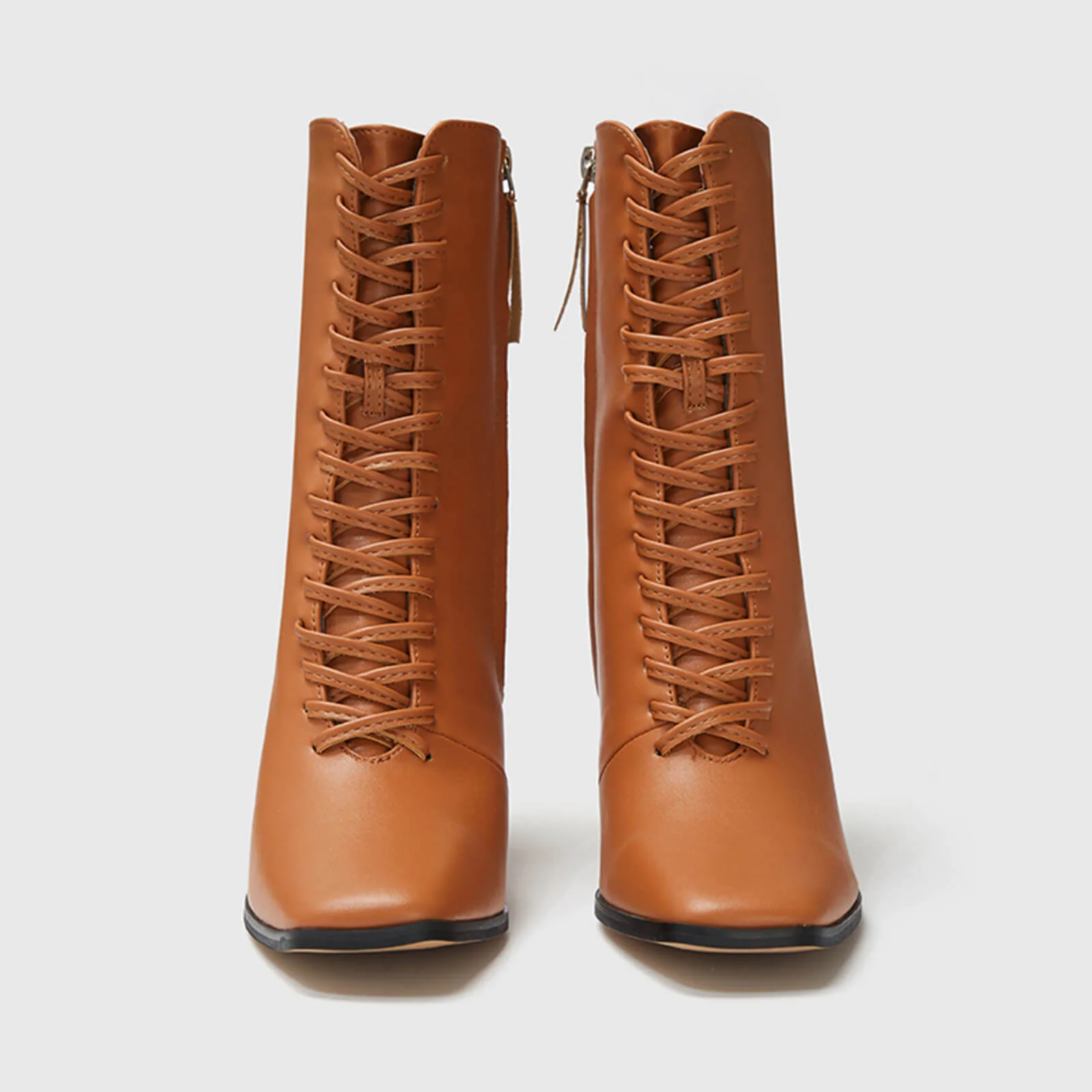 Stylish Lace Up Thin Block Heel Ankle Boots - Image 12