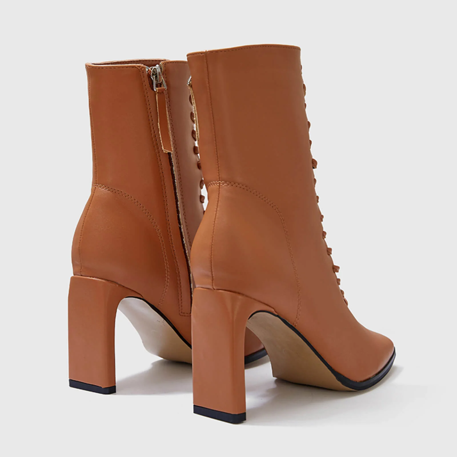 Stylish Lace Up Thin Block Heel Ankle Boots - Image 14