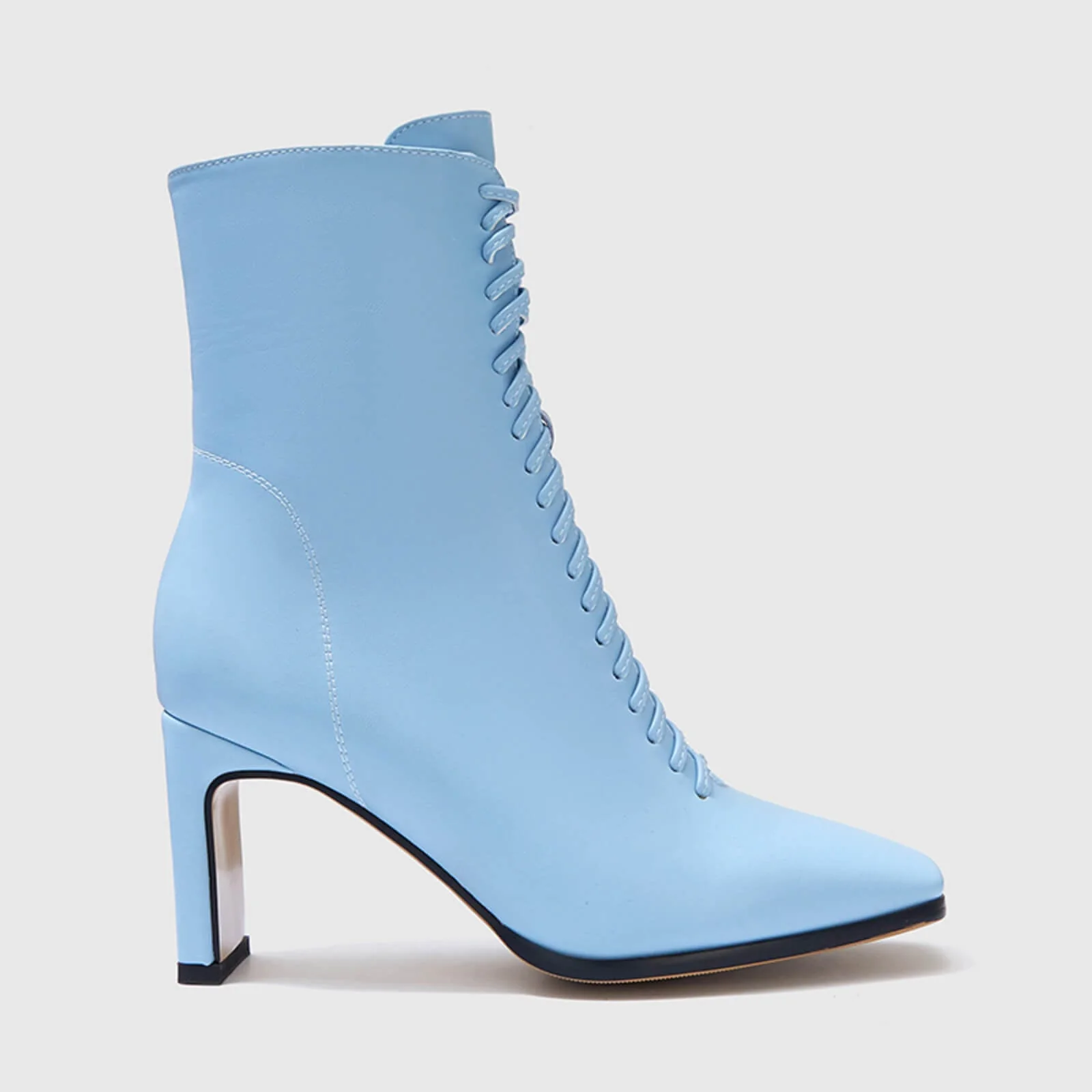 Stylish Lace Up Thin Block Heel Ankle Boots - Image 2