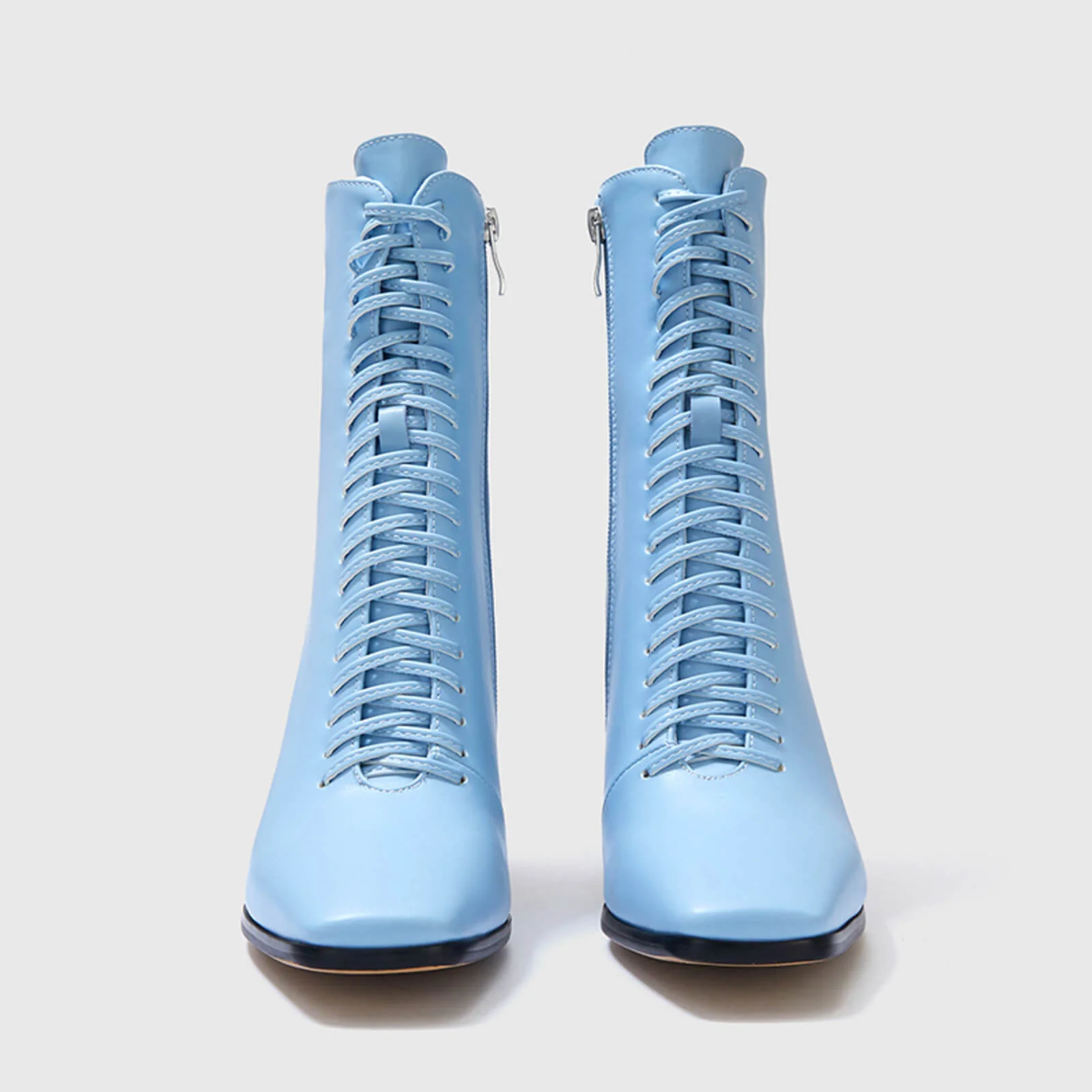 Stylish Lace Up Thin Block Heel Ankle Boots - Image 3