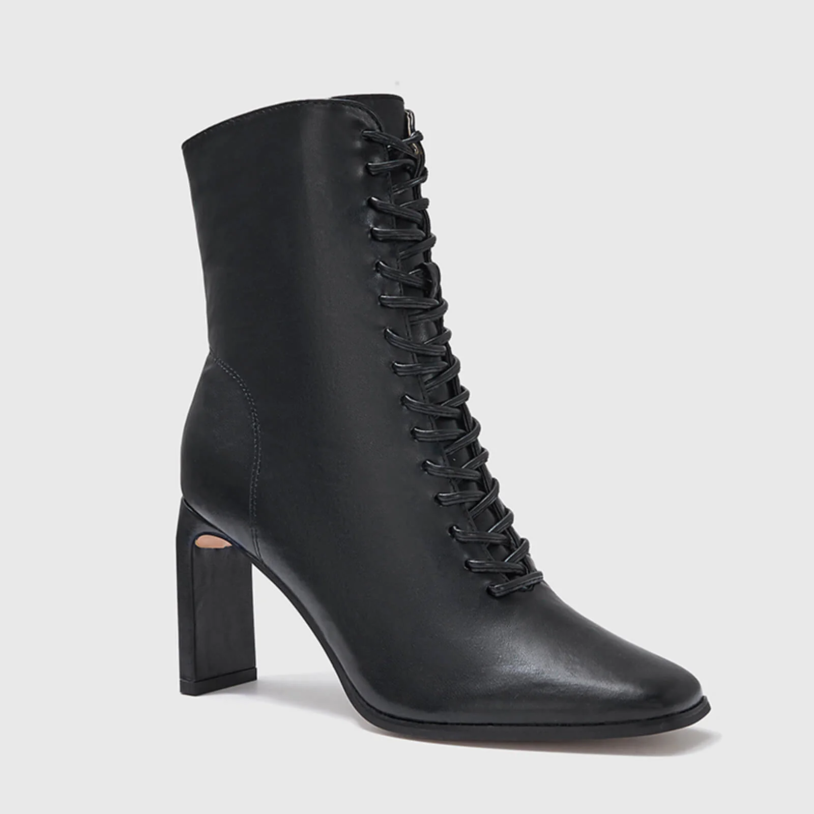 Stylish Lace Up Thin Block Heel Ankle Boots - Image 6