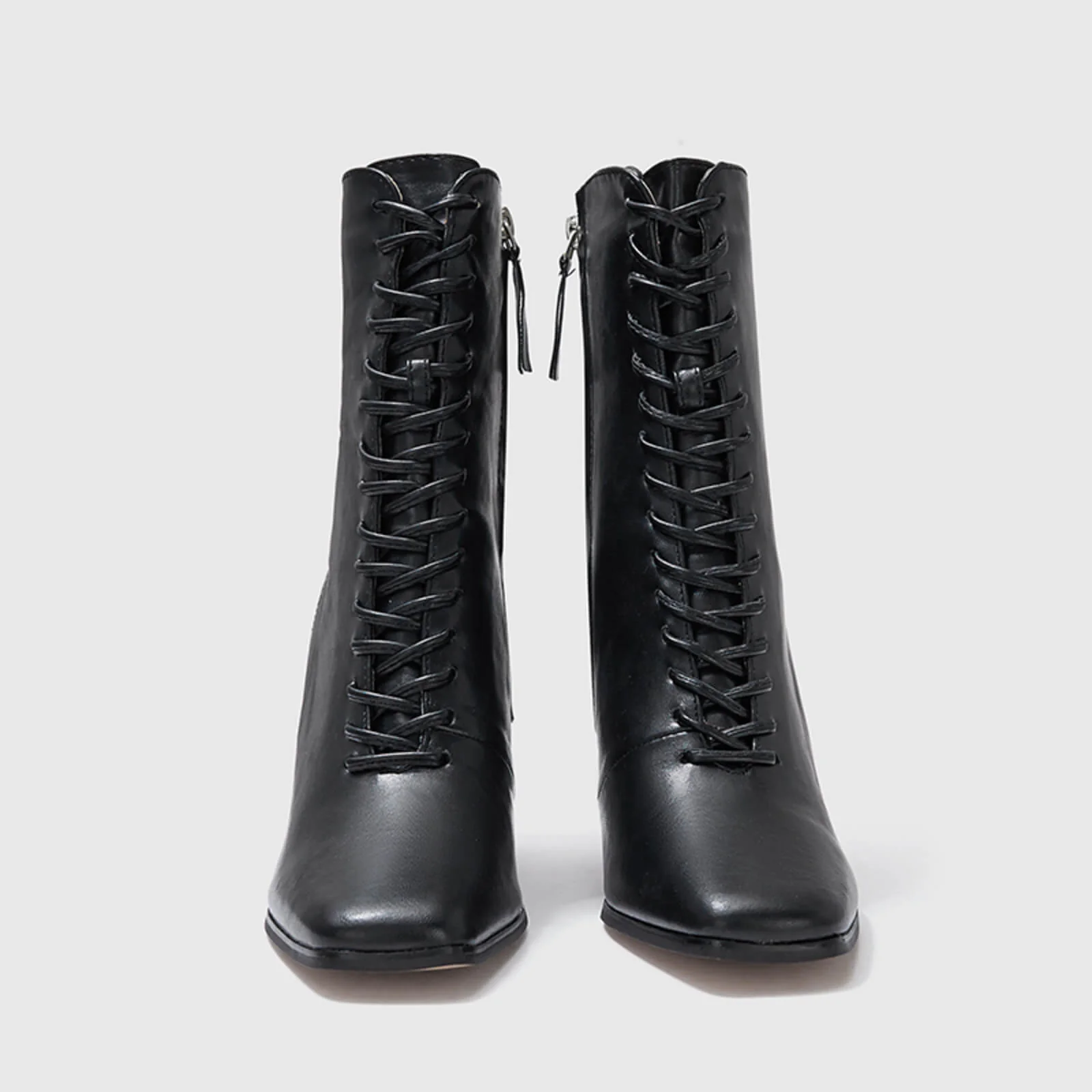 Stylish Lace Up Thin Block Heel Ankle Boots - Image 8