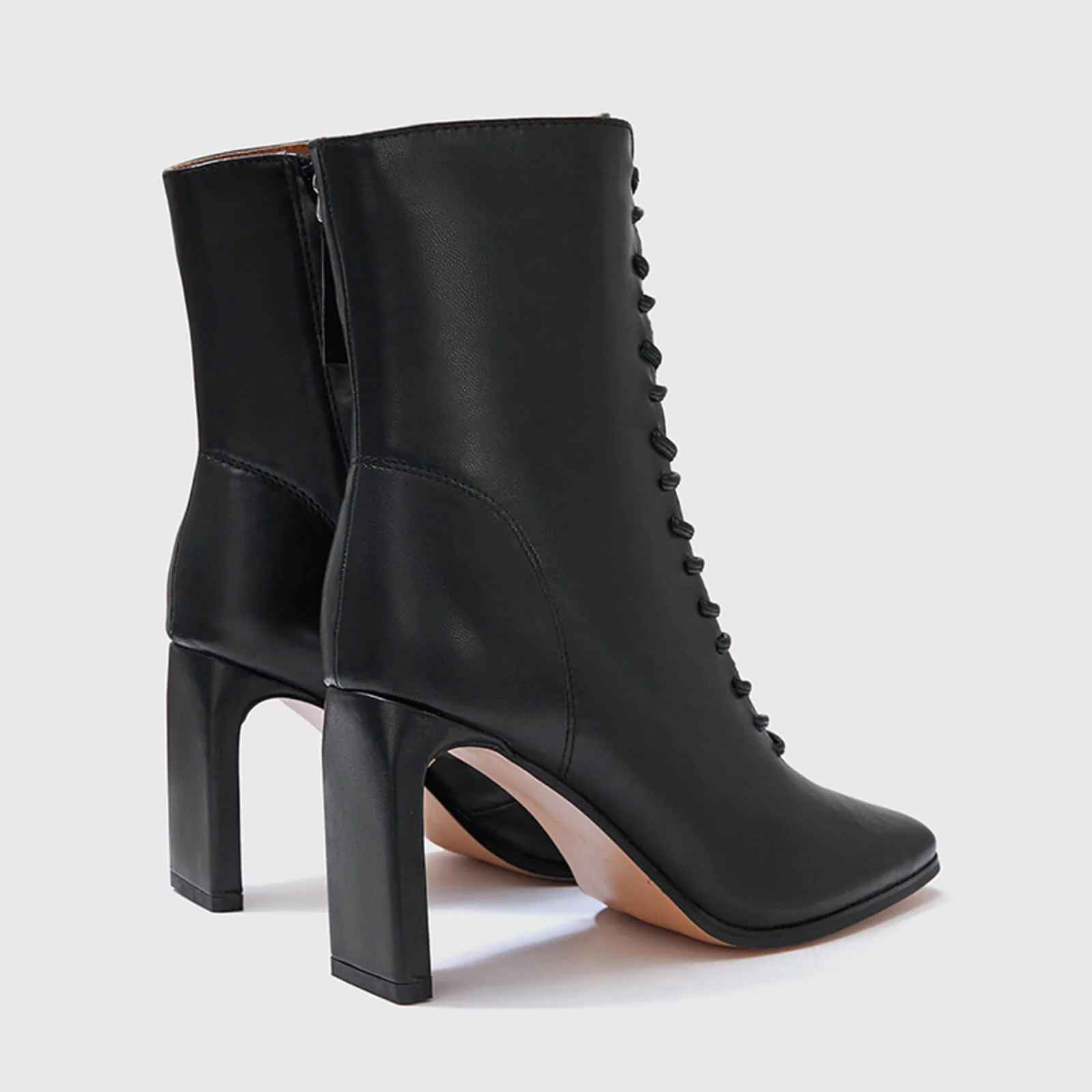 Stylish Lace Up Thin Block Heel Ankle Boots - Image 9