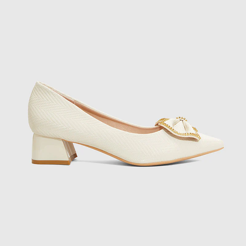 Bow Block Heeled Pumps - Image 2