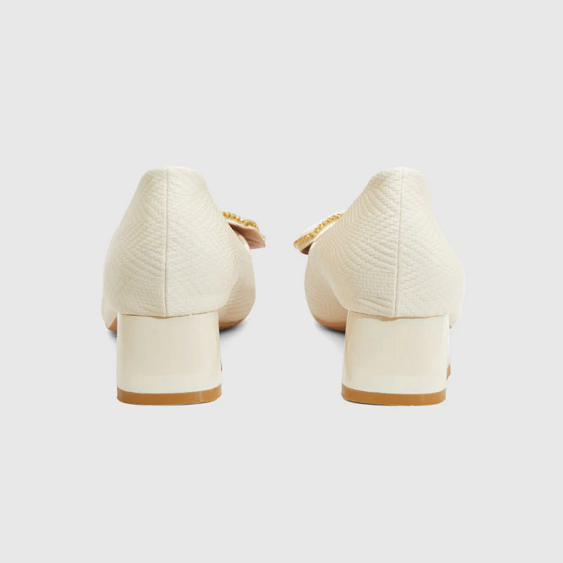 Bow Block Heeled Pumps - Image 5