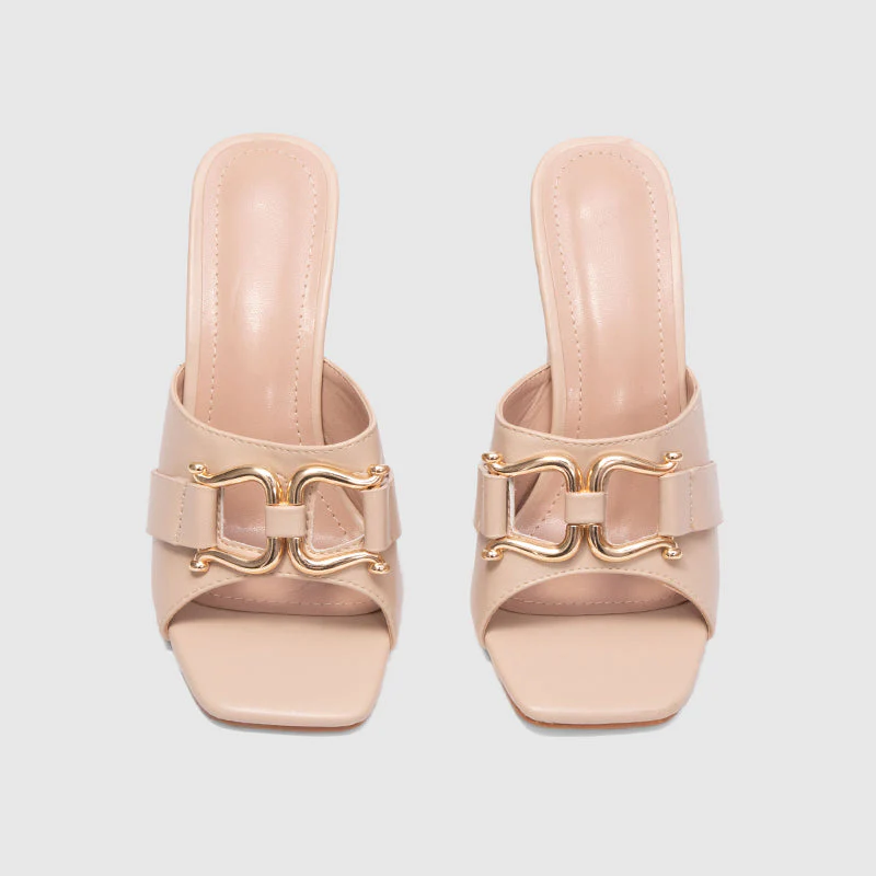 Chunky Heeled Sandals Apricot - Image 5