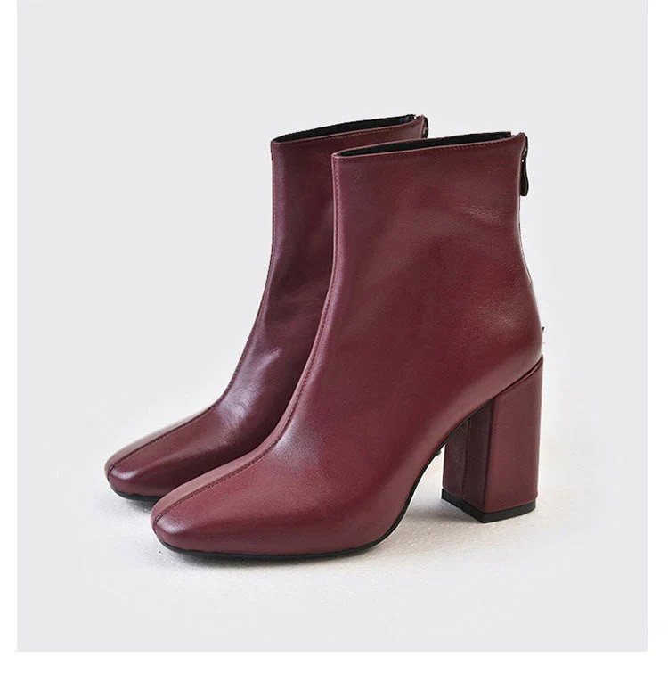 Chunky Leather Ankle Boots - Image 10